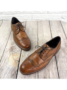 Johnson & Murphy J&M Mens 1850 Brown Leather Wingtip Brogue Shoes Size 9.5M